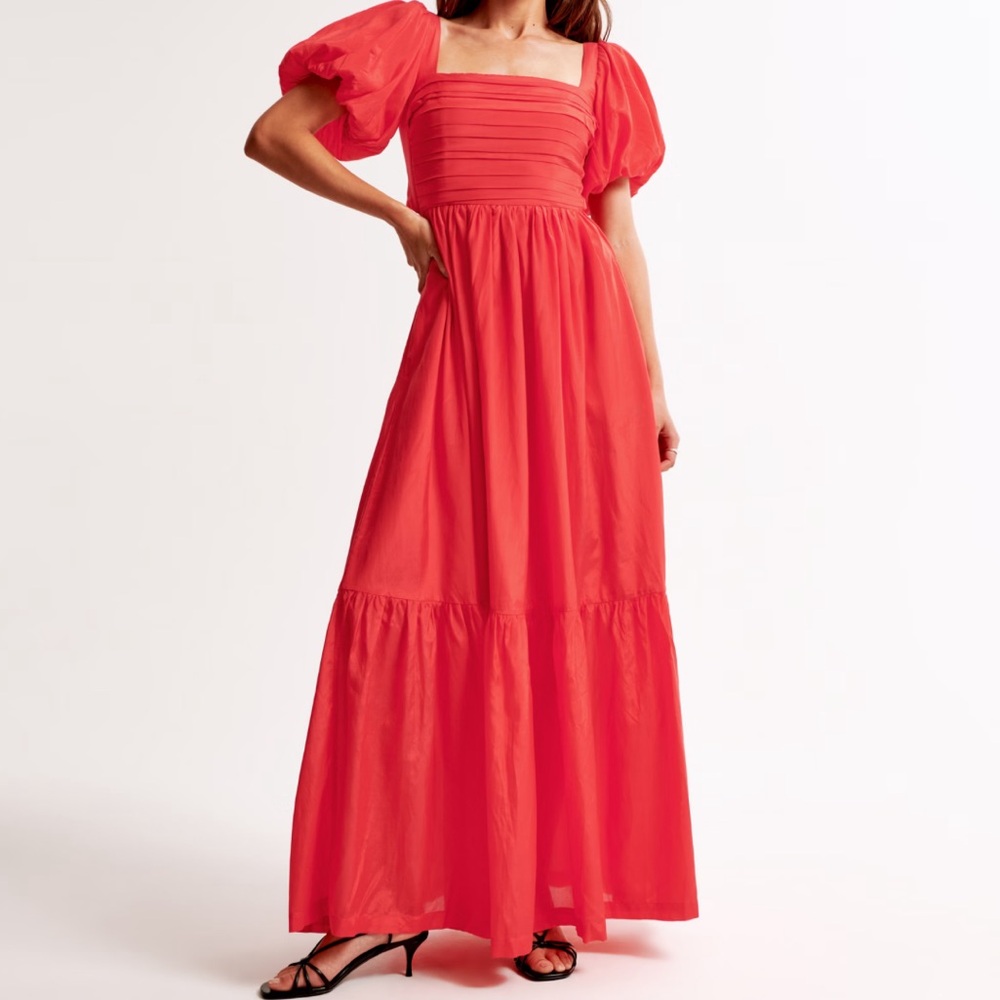 Abercrombie & Fitch Red Tiered Maxi Dress